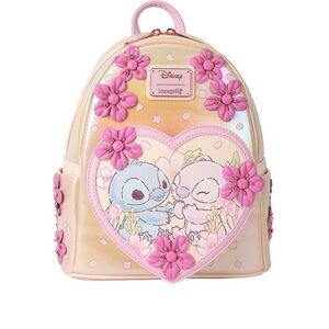 Loungefly Disney Stitch Pink and Cream Floral Mini Backpack-NWT